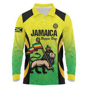 Custom Jamaica Football Long Sleeve Polo Shirt Go Champions