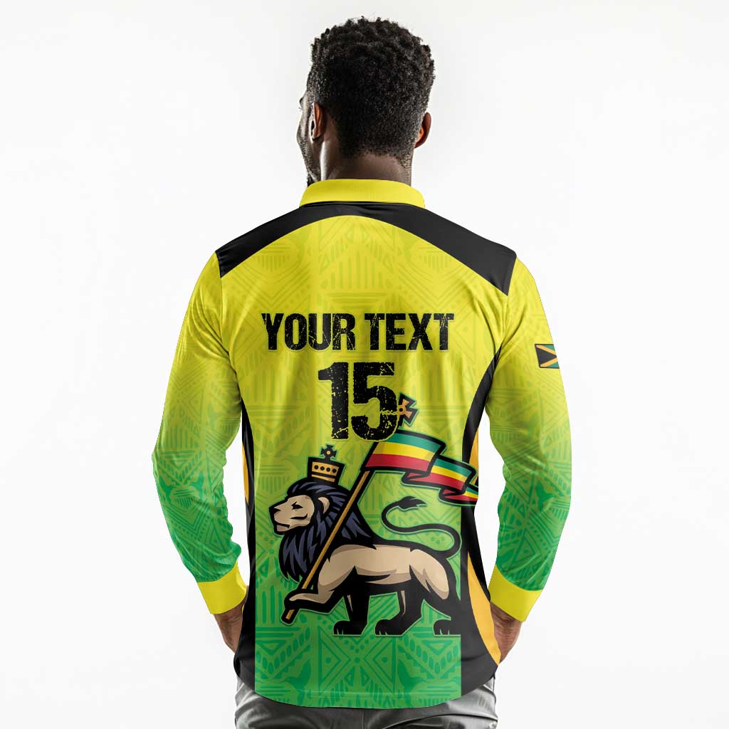 Custom Jamaica Football Long Sleeve Polo Shirt Go Champions