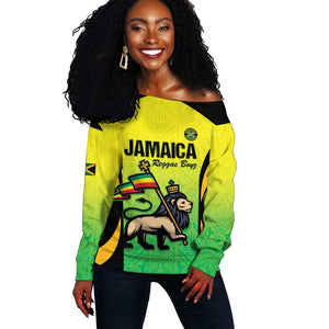 Custom Jamaica Football Off Shoulder Sweater Go Champions