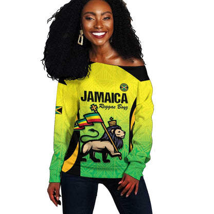 Custom Jamaica Football Off Shoulder Sweater Go Champions
