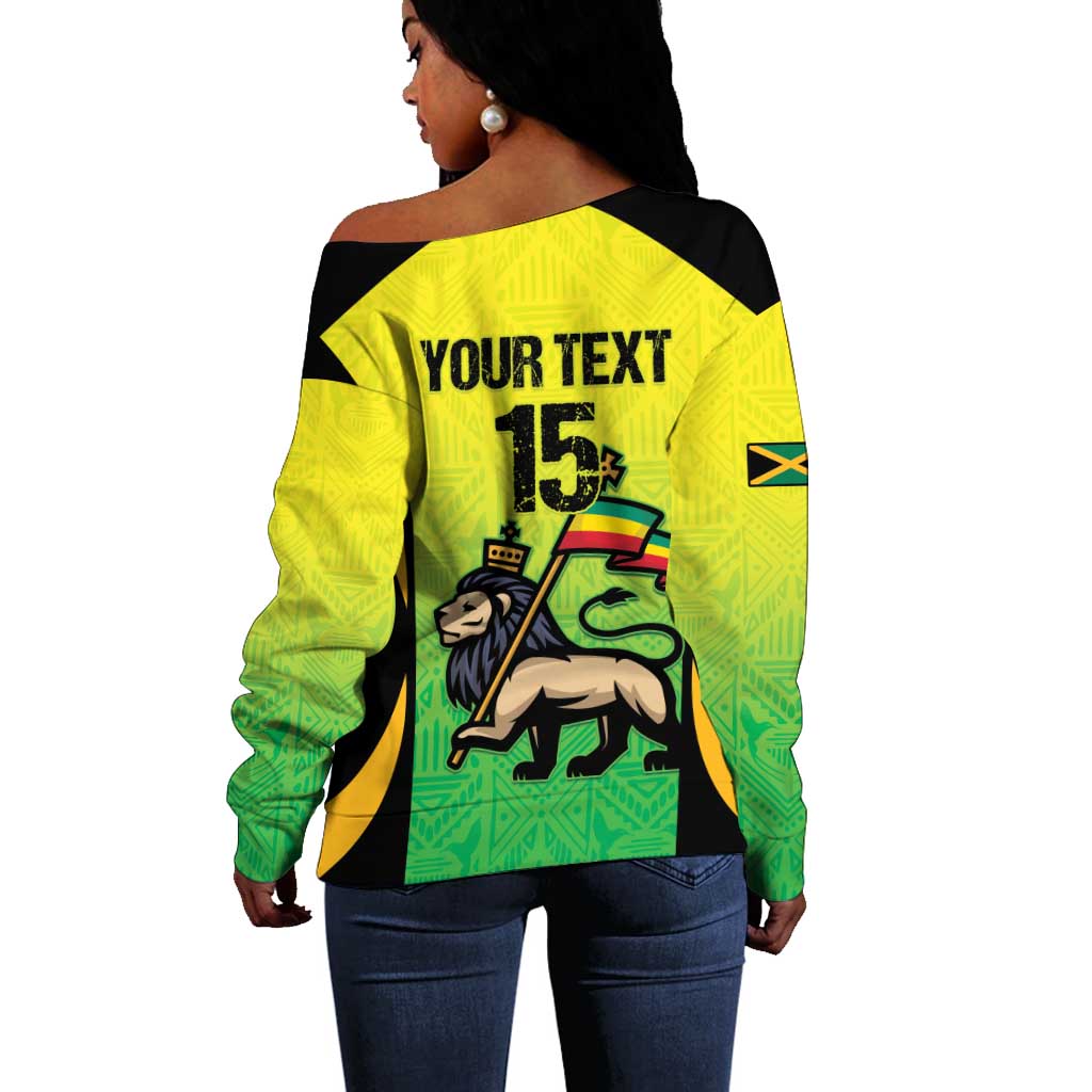 Custom Jamaica Football Off Shoulder Sweater Go Champions