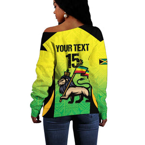 Custom Jamaica Football Off Shoulder Sweater Go Champions