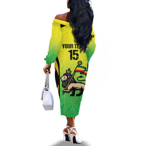 Custom Jamaica Football Off The Shoulder Long Sleeve Dress Go Champions