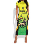 Custom Jamaica Football Short Sleeve Bodycon Dress Go Champions LT15