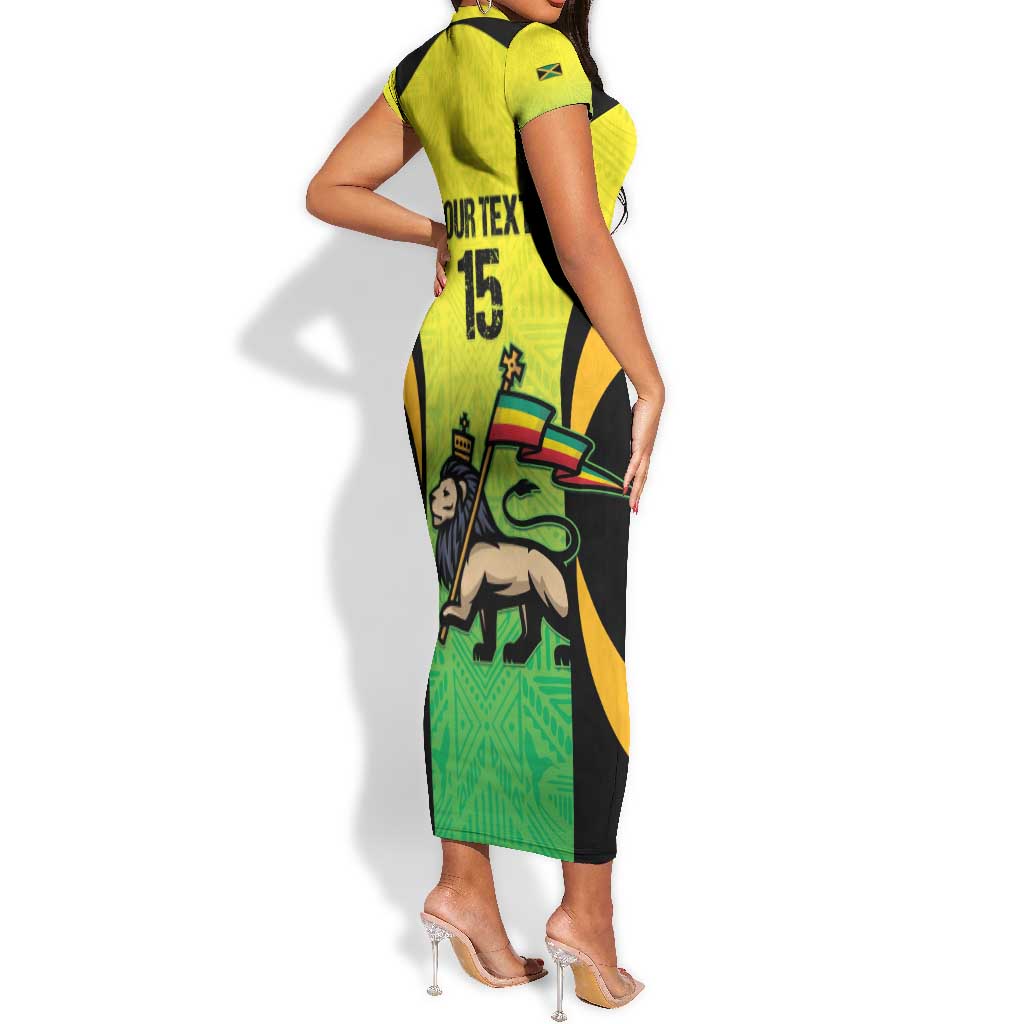 Custom Jamaica Football Short Sleeve Bodycon Dress Go Champions LT15
