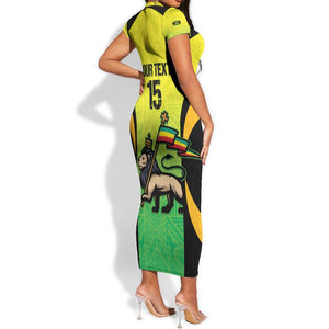 Custom Jamaica Football Short Sleeve Bodycon Dress Go Champions LT15