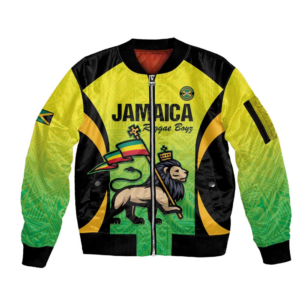 Custom Jamaica Football Sleeve Zip Bomber Jacket Go Champions