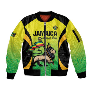 Custom Jamaica Football Sleeve Zip Bomber Jacket Go Champions