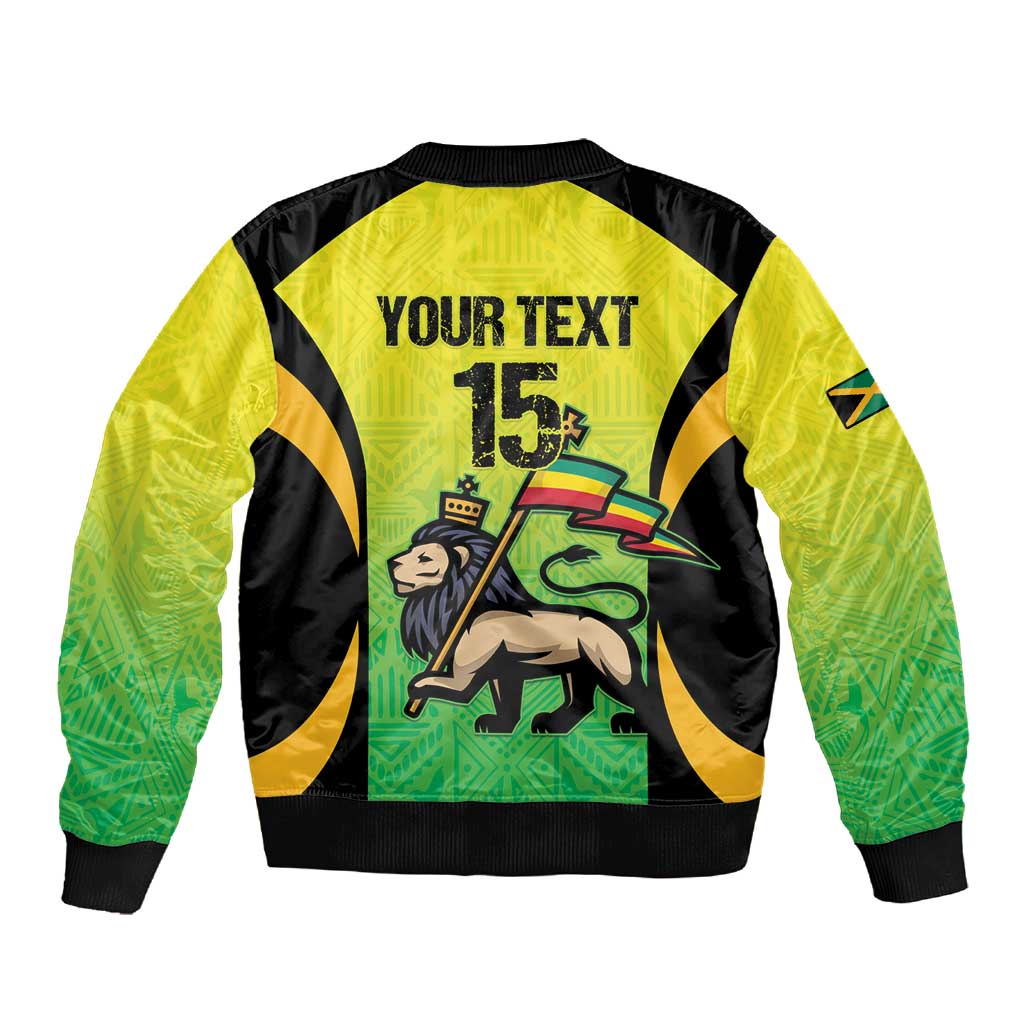 Custom Jamaica Football Sleeve Zip Bomber Jacket Go Champions