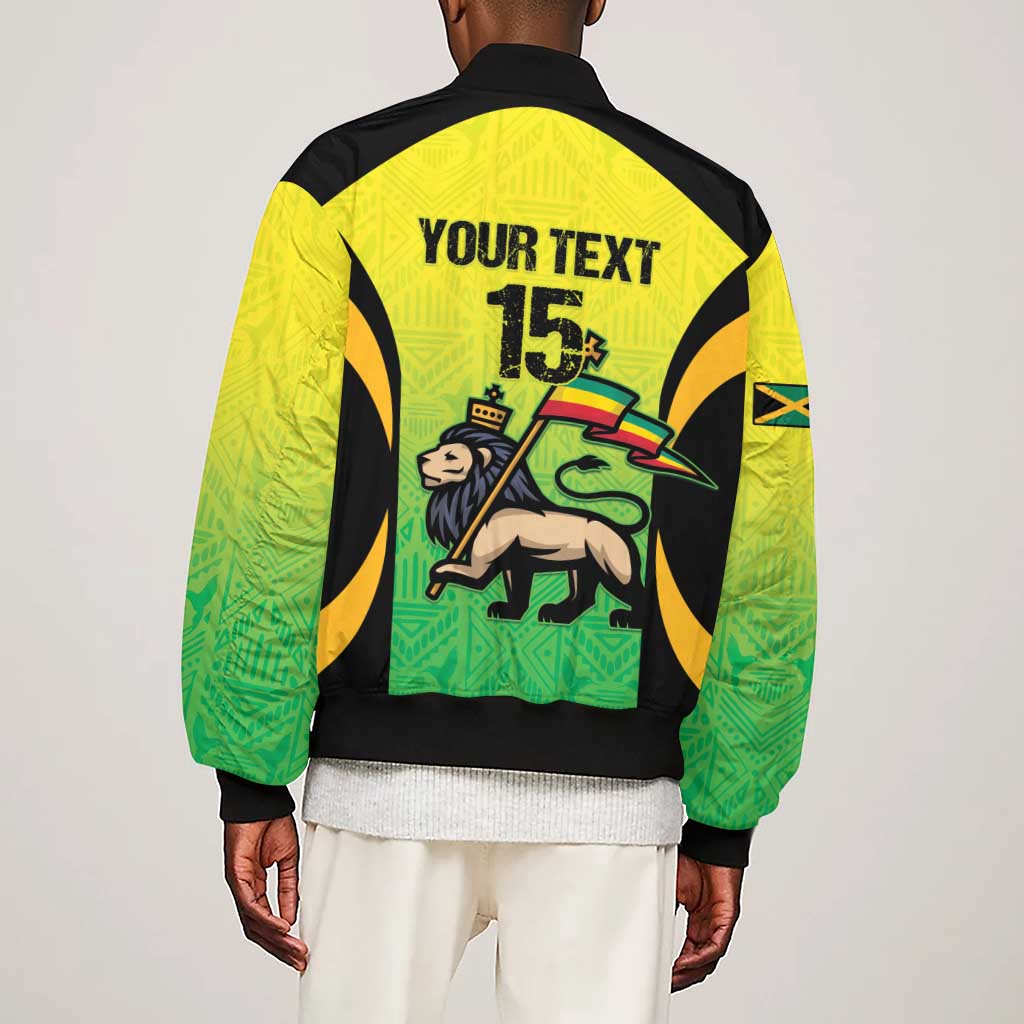 Custom Jamaica Football Sleeve Zip Bomber Jacket Go Champions