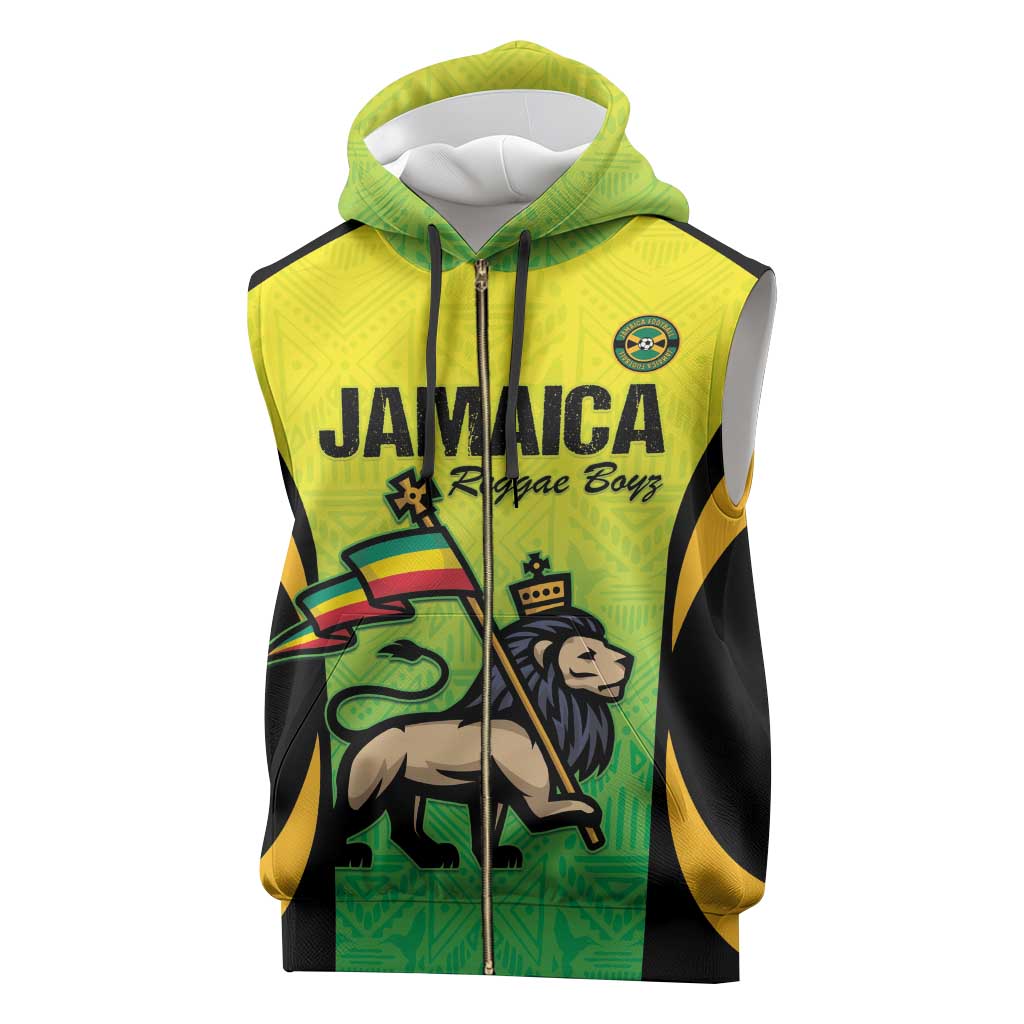 Custom Jamaica Football Sleeveless Zip Hoodie Go Champions - African Pride