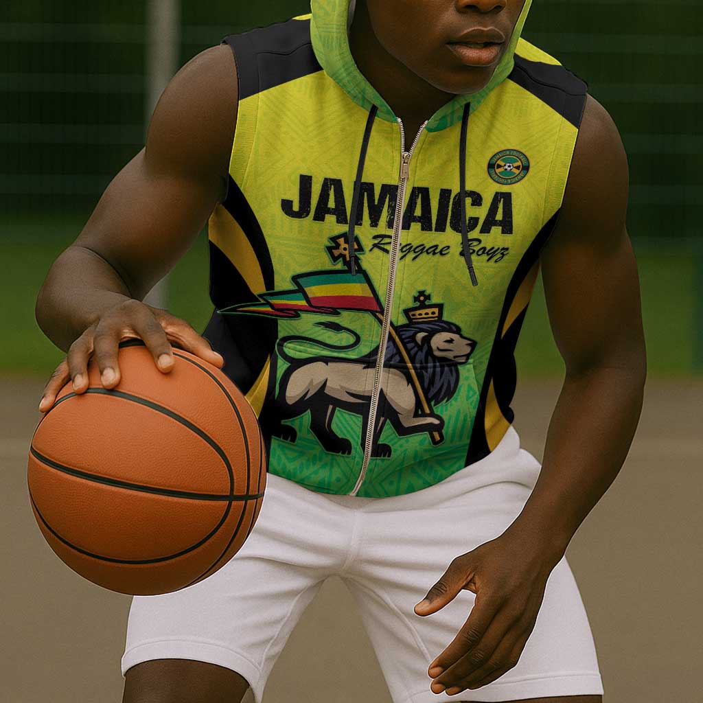 Custom Jamaica Football Sleeveless Zip Hoodie Go Champions - African Pride