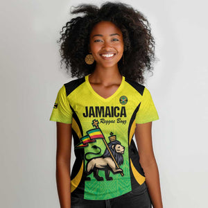 Custom Jamaica Football Women V-Neck T-Shirt Go Champions