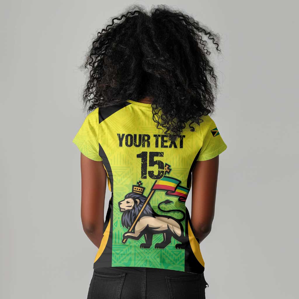 Custom Jamaica Football Women V-Neck T-Shirt Go Champions