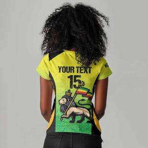 Custom Jamaica Football Women V-Neck T-Shirt Go Champions