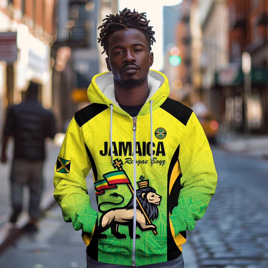 Custom Jamaica Football Zip Hoodie Go Champions