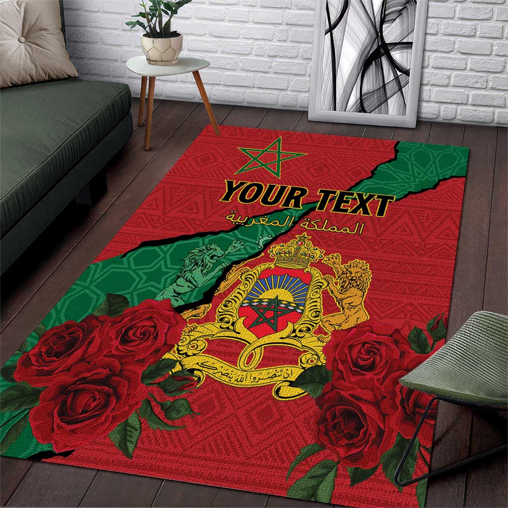Personalised Morocco Area Rug Coat Of Arms - Islamic Mix African Patterns