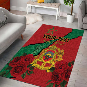 Personalised Morocco Area Rug Coat Of Arms - Islamic Mix African Patterns