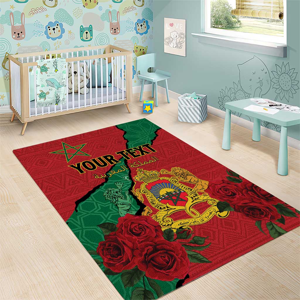 Personalised Morocco Area Rug Coat Of Arms - Islamic Mix African Patterns