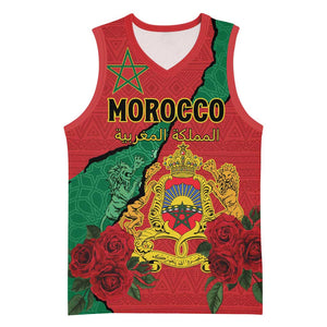 Personalised Morocco Basketball Jersey Coat Of Arms - Islamic Mix African Patterns - African Pride