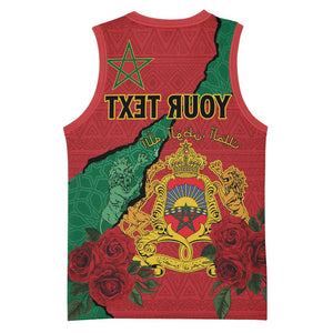 Personalised Morocco Basketball Jersey Coat Of Arms - Islamic Mix African Patterns - African Pride
