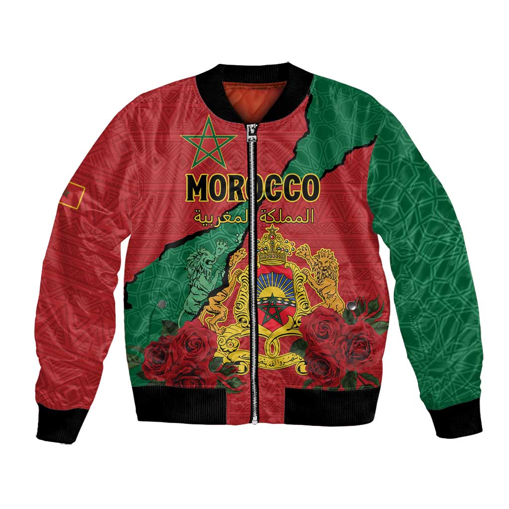 Personalised Morocco Bomber Jacket Coat Of Arms - Islamic Mix African Patterns