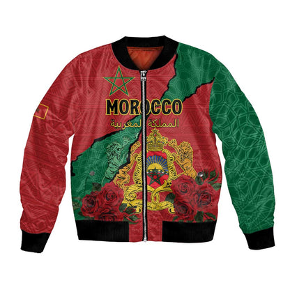 Personalised Morocco Bomber Jacket Coat Of Arms - Islamic Mix African Patterns