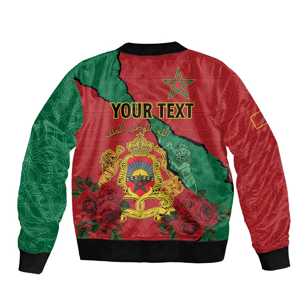Personalised Morocco Bomber Jacket Coat Of Arms - Islamic Mix African Patterns
