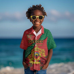 Personalised Morocco Kid Hawaiian Shirt Coat Of Arms - Islamic Mix African Patterns
