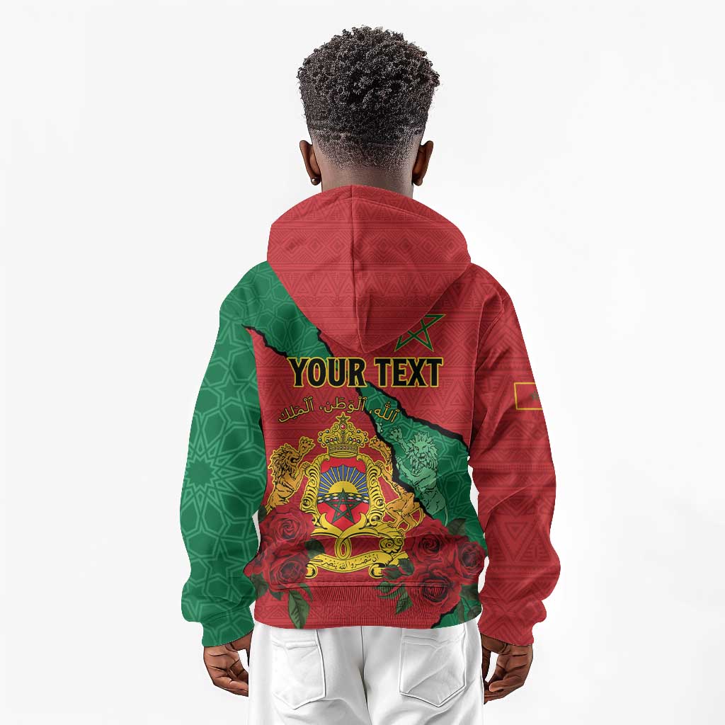 Personalised Morocco Kid Hoodie Coat Of Arms - Islamic Mix African Patterns