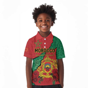 Personalised Morocco Kid Polo Shirt Coat Of Arms - Islamic Mix African Patterns