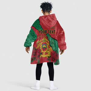 Personalised Morocco Kid Wearable Blanket Hoodie Coat Of Arms - Islamic Mix African Patterns
