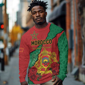Personalised Morocco Long Sleeve Shirt Coat Of Arms - Islamic Mix African Patterns