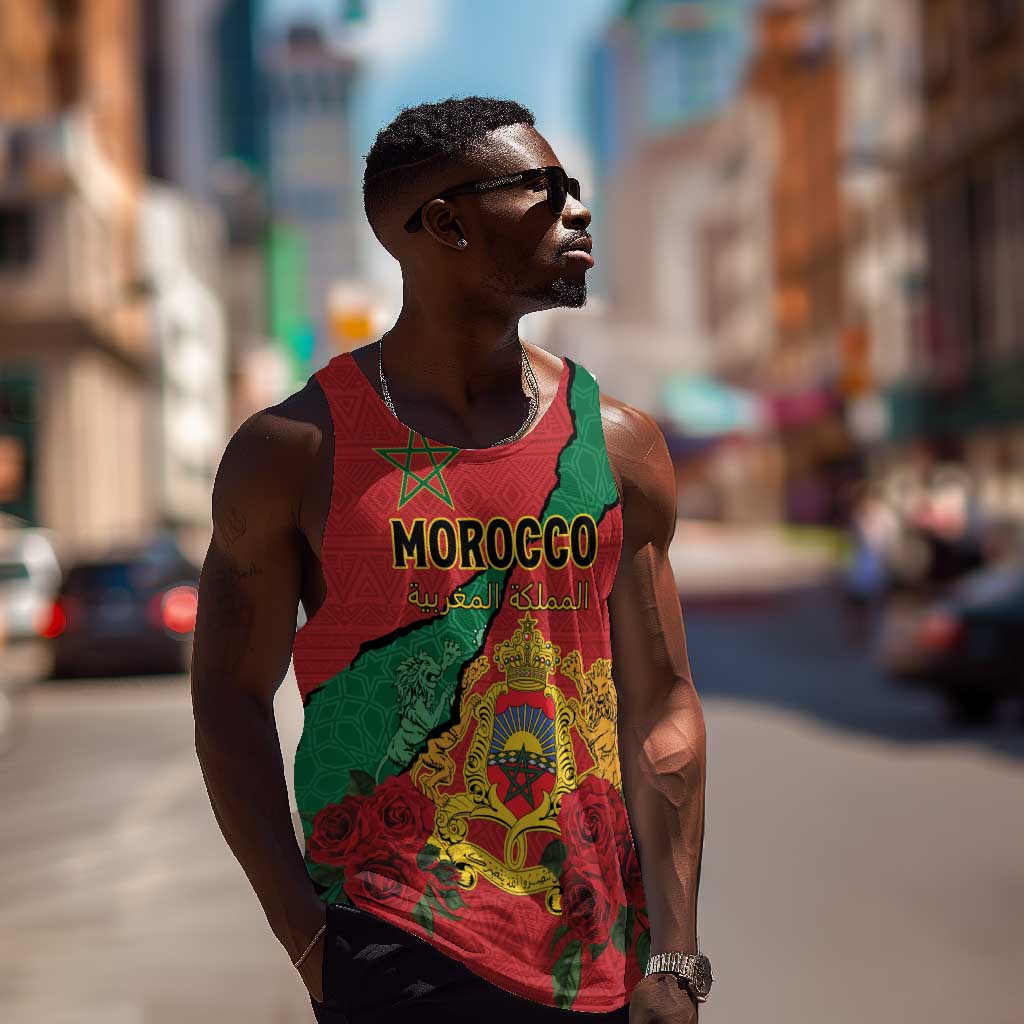 Personalised Morocco Men Tank Top Coat Of Arms - Islamic Mix African Patterns