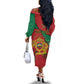 Personalised Morocco Off The Shoulder Long Sleeve Dress Coat Of Arms - Islamic Mix African Patterns