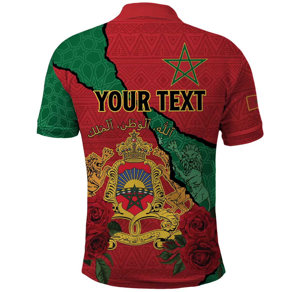 Personalised Morocco Polo Shirt Coat Of Arms - Islamic Mix African Patterns