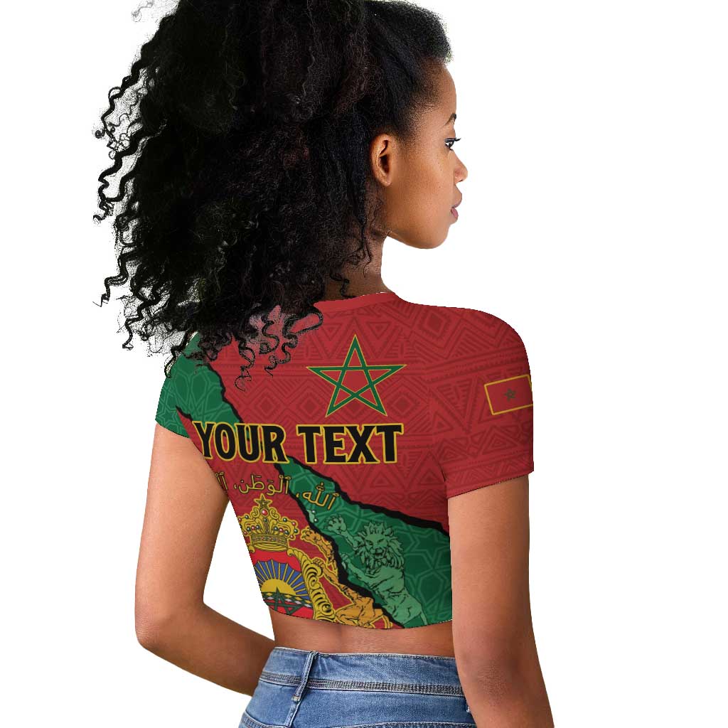 Personalised Morocco Raglan Cropped T shirt Coat Of Arms - Islamic Mix African Patterns