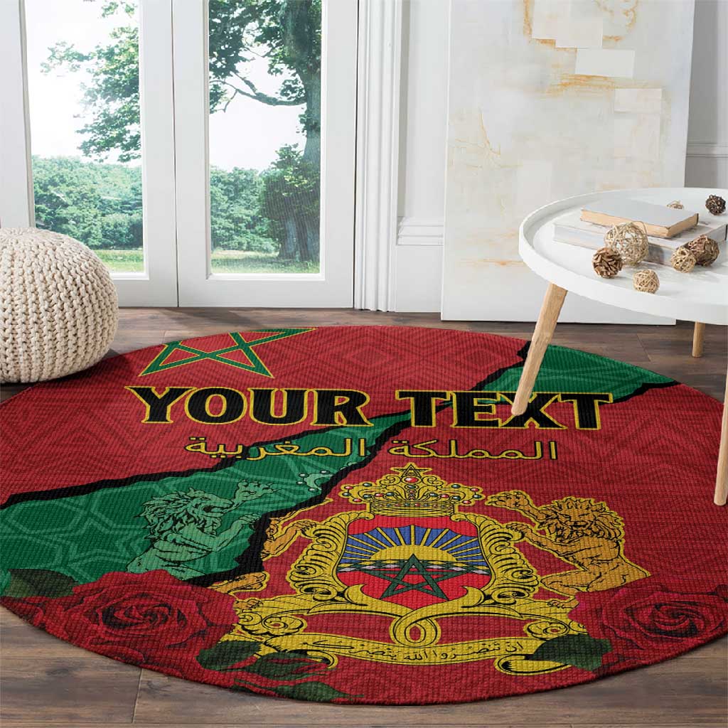 Personalised Morocco Round Carpet Coat Of Arms - Islamic Mix African Patterns