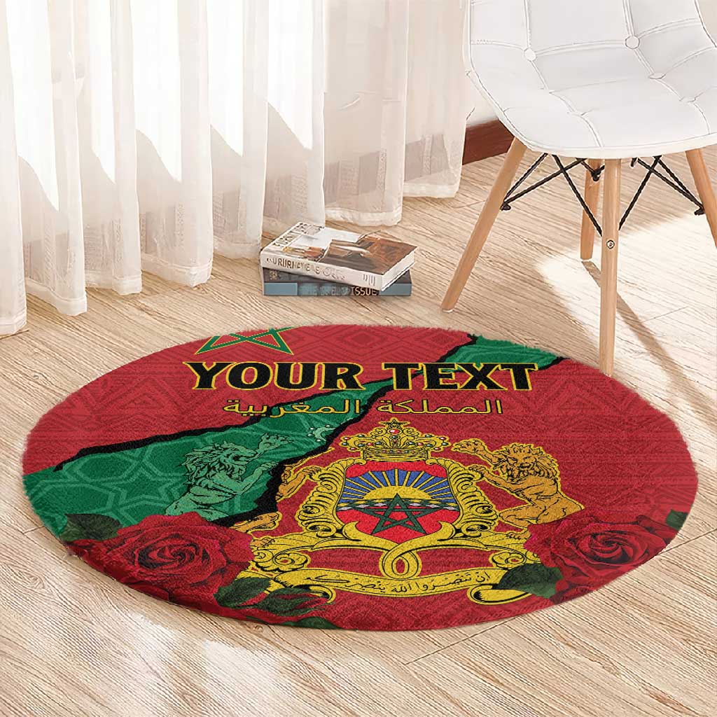 Personalised Morocco Round Carpet Coat Of Arms - Islamic Mix African Patterns