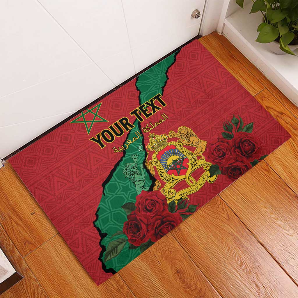 Personalised Morocco Rubber Doormat Coat Of Arms - Islamic Mix African Patterns