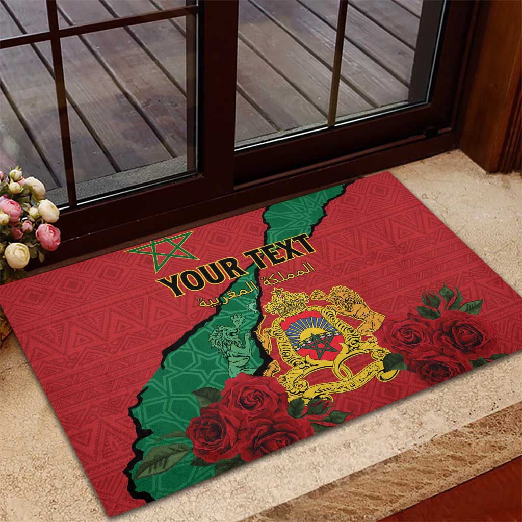 Personalised Morocco Rubber Doormat Coat Of Arms - Islamic Mix African Patterns