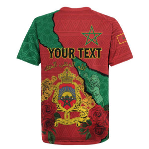 Personalised Morocco Rugby Jersey Coat Of Arms - Islamic Mix African Patterns