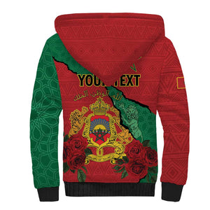 Personalised Morocco Sherpa Hoodie Coat Of Arms - Islamic Mix African Patterns