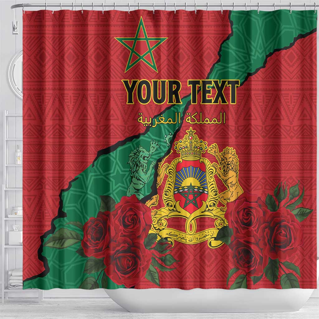 Personalised Morocco Shower Curtain Coat Of Arms - Islamic Mix African Patterns