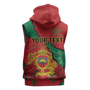 Personalised Morocco Sleeveless Zip Hoodie Coat Of Arms - Islamic Mix African Patterns - African Pride