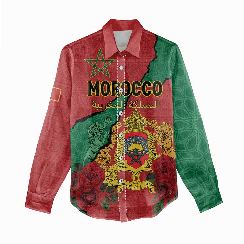 Personalised Morocco Women Casual Shirt Coat Of Arms - Islamic Mix African Patterns