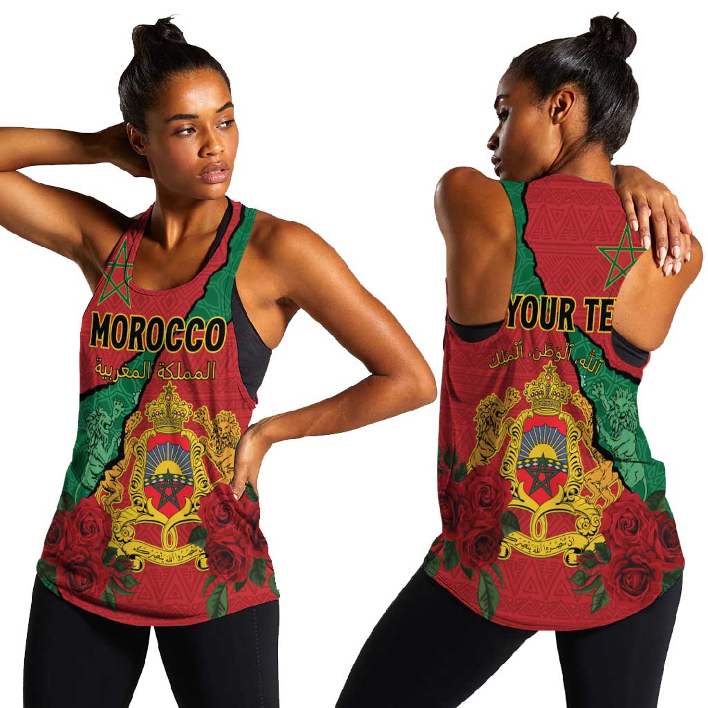 Personalised Morocco Women Racerback Tank Coat Of Arms - Islamic Mix African Patterns