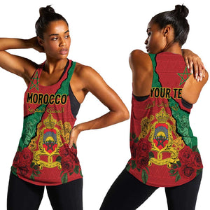 Personalised Morocco Women Racerback Tank Coat Of Arms - Islamic Mix African Patterns