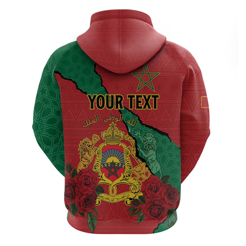 Personalised Morocco Zip Hoodie Coat Of Arms - Islamic Mix African Patterns