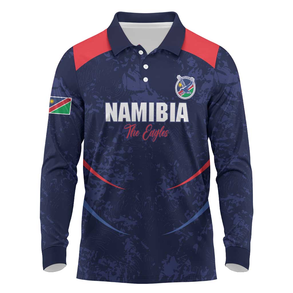 Namibia Cricket Custom Long Sleeve Polo Shirt Come On Eagles